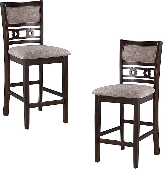 New Classic Furniture Gia Counter Chairs, Set of 2, Cherry Brown - LeafyLoom