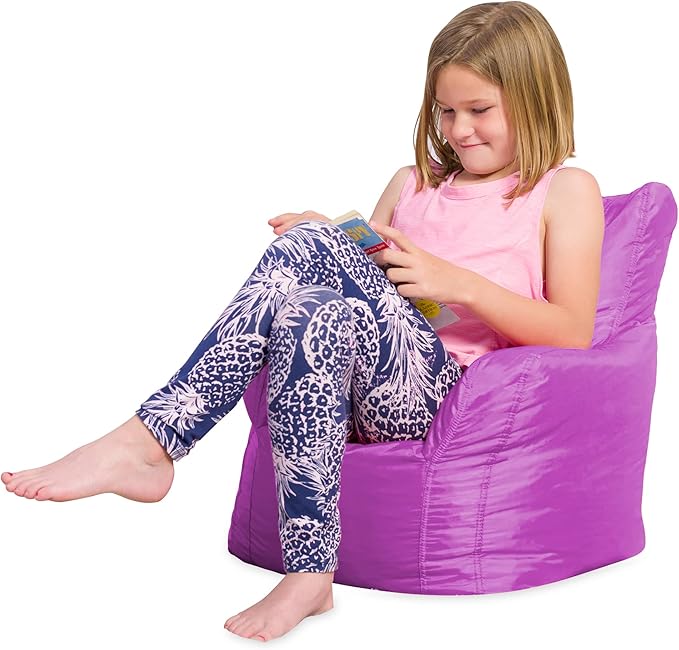 Posh Creations Bean Bag Structured Seat for Toddlers and Kids, Comfy Chair for Children, Pasadena, Purple - LeafyLoom