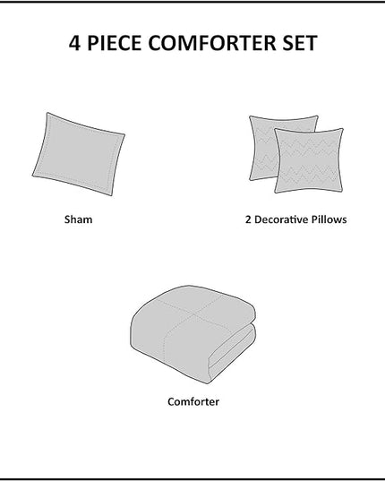 Callie Cotton Jacquard Weave Colorful Pom Pom Kids Comforter sets, Down Alternative Shabby Chic All Season Girls Bedding, Bedroom Decor, Twin/Twin XL, Multi 4 Piece - LeafyLoom