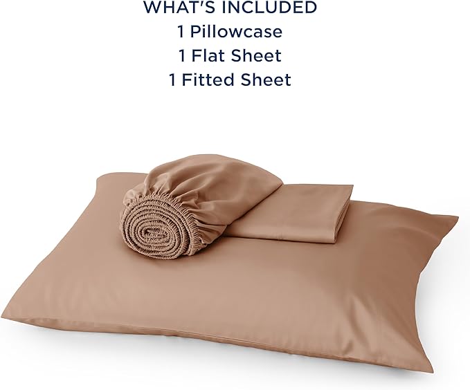 Bedsure Twin Sheets Set, Cooling Sheets Twin Size Bed Set, Rayon Derived from Bamboo, Twin Size Sheets, Breathable & Soft Bed Sheets, Hotel Luxury Silky Bedding Sheets & Pillowcases, Taupe - LeafyLoom