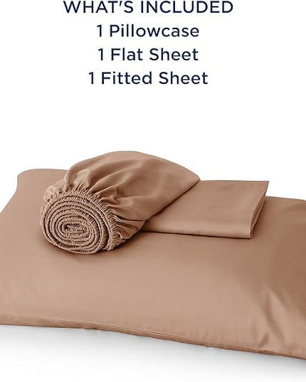 Bedsure Twin XL Sheet Set Dorm Bedding, Cooling Sheets Twin Extra Long Sheets, Rayon Derived from Bamboo, Deep Pocket Up to 16", Hotel Luxury Silky Bedding Sheets & Pillowcases, Taupe - LeafyLoom