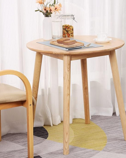 28.3" Small Round Dining Table for 2,Wooden Space-Saving Kitchen Dinner Table Rustic Wood Dining Table Mid Century Modern Kitchen Table - LeafyLoom