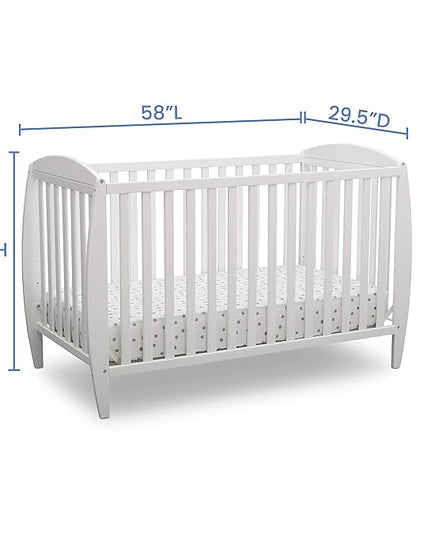 Delta Children Taylor 4-in-1 Convertible Baby Crib, Easy to Assemble, Sustainable New Zealand Wood, JPMA Certified, White - LeafyLoom