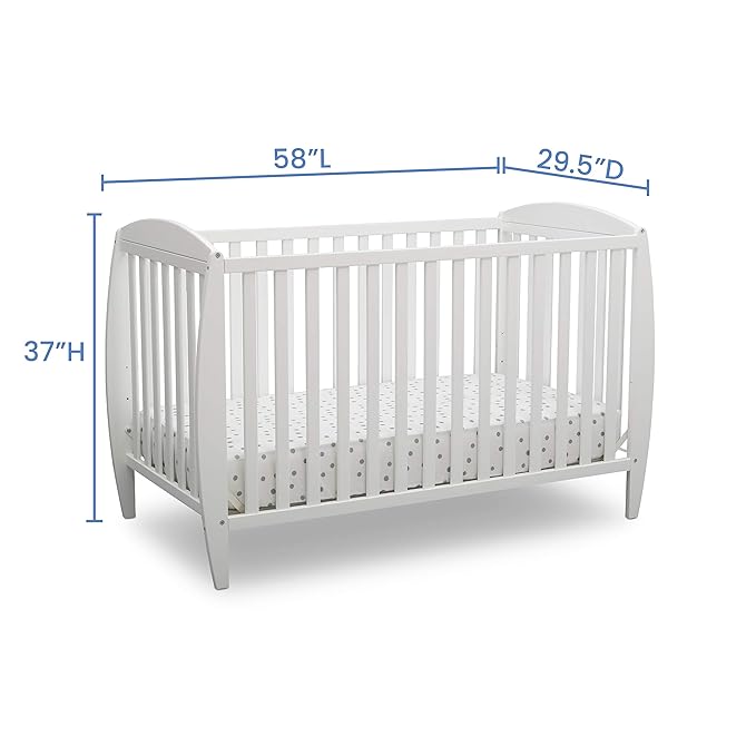 Delta Children Taylor 4-in-1 Convertible Baby Crib, Easy to Assemble, Sustainable New Zealand Wood, JPMA Certified, White - LeafyLoom