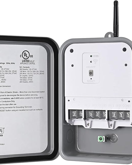 DEWENWILS Pool Pump Timer, Outdoor Wi-Fi Box, Heavy Duty 40A 120-277 VAC 2HP Wireless Controller Timer, Water Heater, Compatible with Smart Phone, Alexa, Google Assistant, UL Listed DEWENWILS
