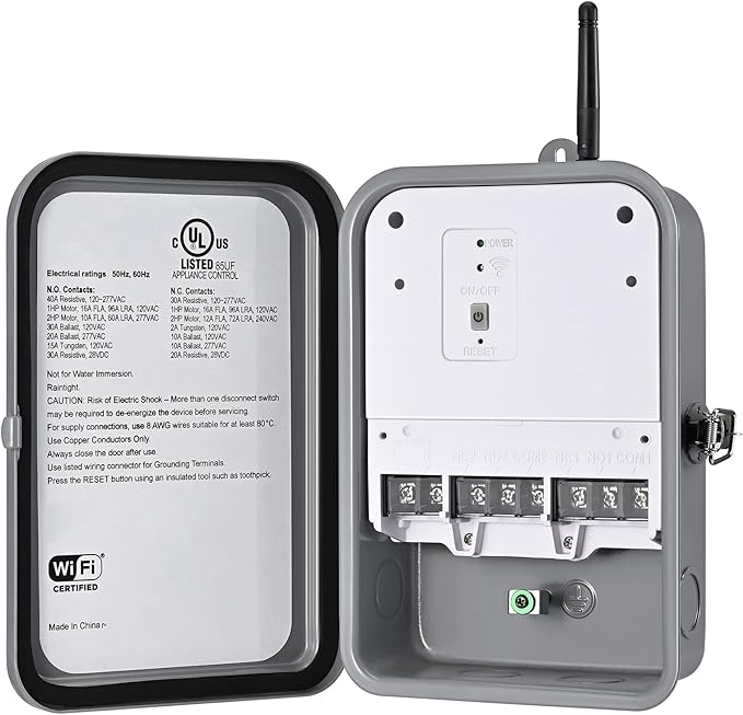 DEWENWILS Pool Pump Timer, Outdoor Wi-Fi Box, Heavy Duty 40A 120-277 VAC 2HP Wireless Controller Timer, Water Heater, Compatible with Smart Phone, Alexa, Google Assistant, UL Listed DEWENWILS