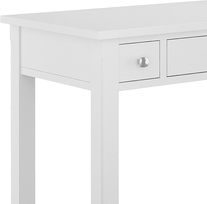 SIMPLIHOME Avalon SOLID WOOD Contemporary 47 Inch Wide Writing Desk in White, For the Office Desk, Writing Table, Workstation and Study Table - LeafyLoom
