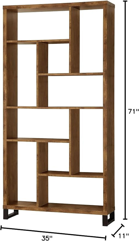 Coaster Home Furnishings Delwin 10-Shelf Bookcase Antique Nutmeg - LeafyLoom