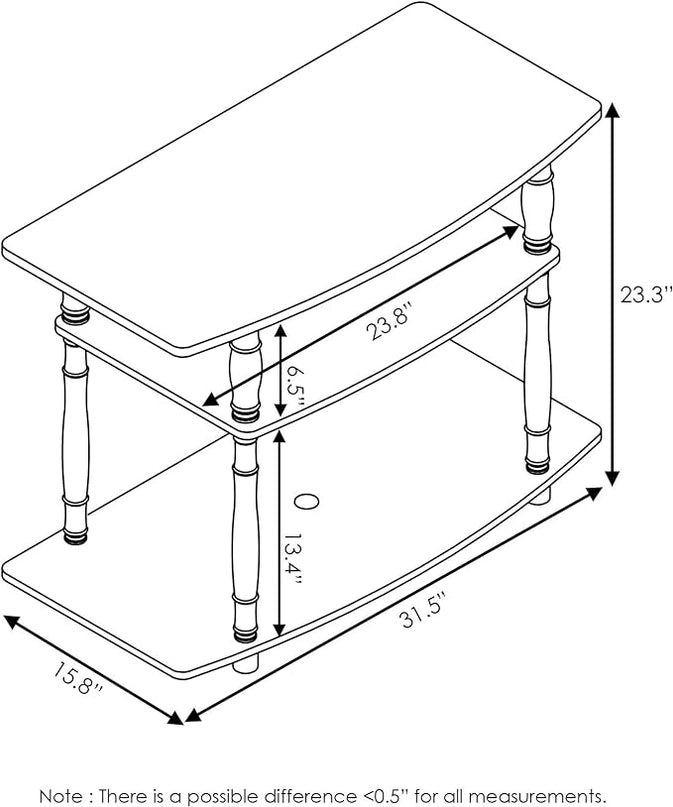 Furinno Turn-N-Tube No Tools 3-Tier Entertainment Center TV Stand for TV up to 32 Inch, Plastic Classic Tubes, French Oak Grey/Black - LeafyLoom