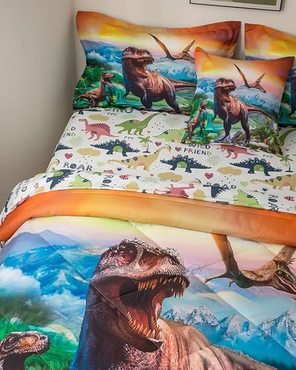 ADASMILE A & S Dinosaur Comforter Full Size for Boys Dinosaur Bedding Set for Kids 6 Pieces Dinosaur Comforter Set with Sheets Bed in A Bag T-Rex Dinosaur Comforter and Sheets Set for Home Decor - LeafyLoom