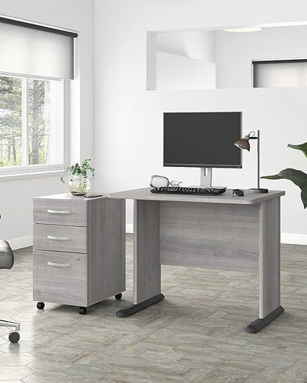 Bush Business Furniture Studio A Small Computer Desk, Commercial-Grade Gaming and Work Table for Home or Professional Office, 36W, Platinum Gray - LeafyLoom