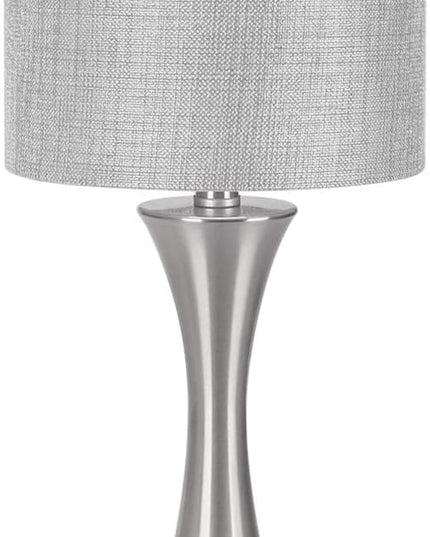3 Way Touch Control Table Lamp, Dimmable Bedside Desk Lamp with Metal Base Modern Nightstand Lamp Stylish Grey Shade Simple Side Table Lamp for Bedroom, Living Room, Office or Den LED Bulb Included - LeafyLoom