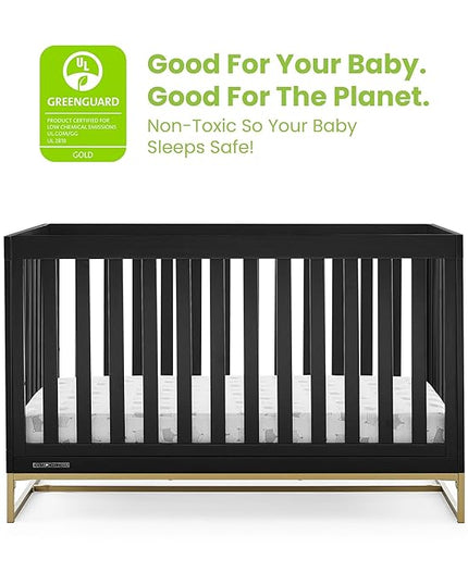 Delta Children Jade 4-in-1 Convertible Crib - Greenguard Gold Certified, Ebony/Bronze - LeafyLoom