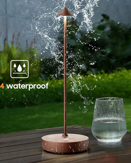 Set of 2 Rechargeable Cordless Table Lamp,6000mAh LED Battery Operated Desk Lamp Touch 3 Color Dimming Portable Outdoor Waterproof Table Light for Patio/Restaurant/Dining/Home (Rust) - LeafyLoom