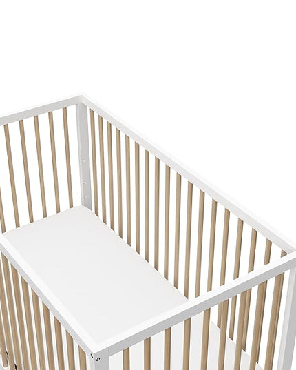 Graco Teddi 5-in-1 Convertible Crib (White with Driftwood) – GREENGUARD Gold Certified, Converts to Daybed, Toddler & Twin Bed with Headboard and Footboard, Adjustable Mattress Height - LeafyLoom