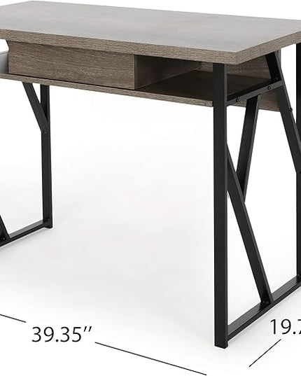 Christopher Knight Home Janet Modern Faux Wood Writing Desk, Dark Gray, Black - LeafyLoom