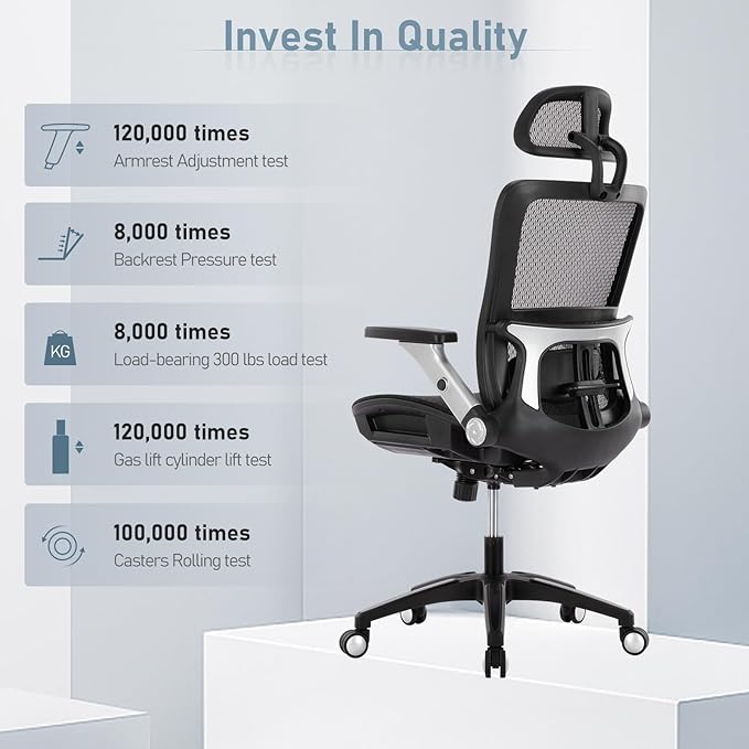 COLAMY Executive Mesh Office Chair with Footrest, Ergonomic Chair High Back with Adjustable Lumbar Support, Computer Desk Chair for Office/Work-Black - LeafyLoom