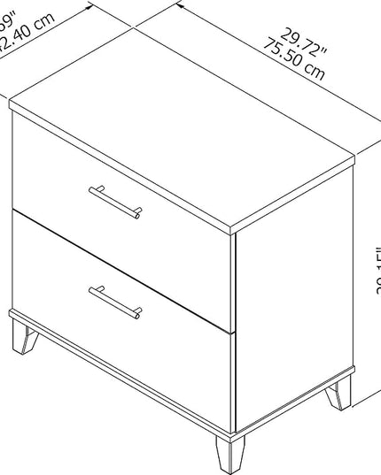 Bush Furniture Somerset 2 Drawer Lateral File Cabinet | Letter, Legal, and A4-size Document Storage for Home Office, 30W x 17D x 29H, Maple Cross - LeafyLoom
