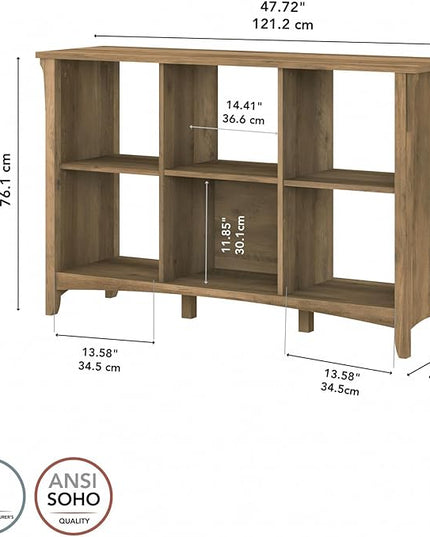 Bush Furniture BSH24463037 Salinas 6-Shelf 30-Inch H Cube Bookcase, Reclaimed Pine - LeafyLoom