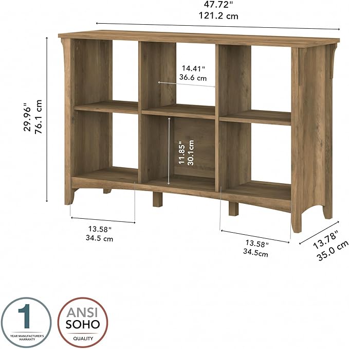 Bush Furniture BSH24463037 Salinas 6-Shelf 30-Inch H Cube Bookcase, Reclaimed Pine - LeafyLoom