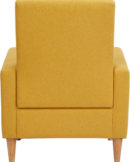 COLAMY Modern Upholstered Accent Chair Armchair with Pillow, Fabric Reading Living Room Side Chair,Single Sofa with Lounge Seat and Wood Legs, Yellow - LeafyLoom