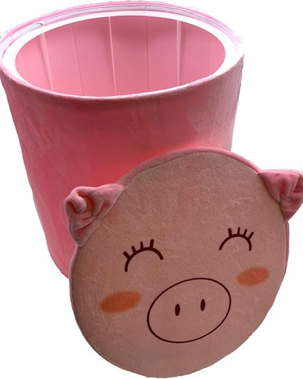 Storl Organizer Storage Stool for Toy and Cloth and Kids Stool (Pig, 12Wx13H) - LeafyLoom