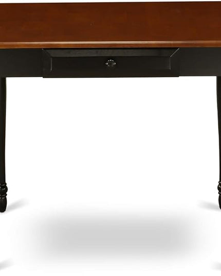 East West Furniture Monza Mid-Century Modern Rectangle Dining Table Top with Dropleaf & Stylish Legs, 36x54 Inch, Black & Cherry - LeafyLoom
