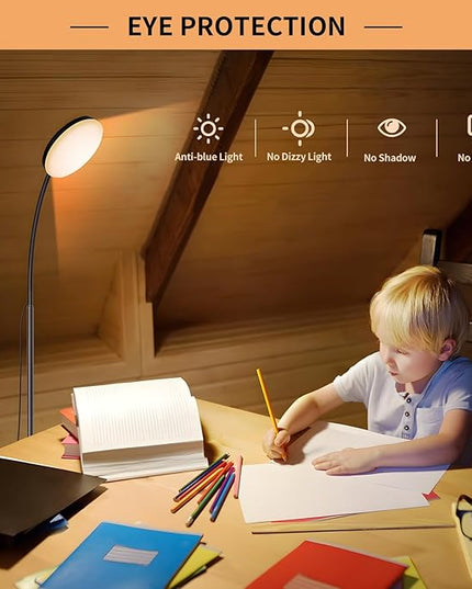 Floor Lamp, [3 Color & 10 Brightness] Small Slim LED Reading Lamp Floor Standing, Dimmable Adjustable Flexible Gooseneck Light for Kids Bedroom, Office, Living Room, Corner Bedside Lamp - LeafyLoom