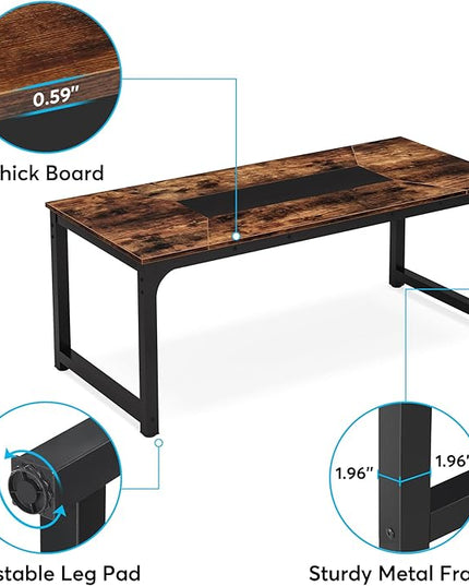 70.9 Inch X Large Executive Office Computer Desk, Brown - LeafyLoom