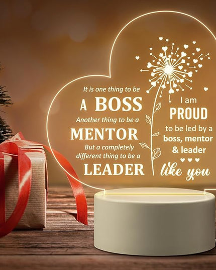 Boss Day Gifts, Boss Gifts for Women Men, Boss Lady Gifts for Women, Appreciation Night Lamp for Boss Day Birthday Christmas Going Away Farewell Congratulation Retirement, Best Boss Ever - LeafyLoom