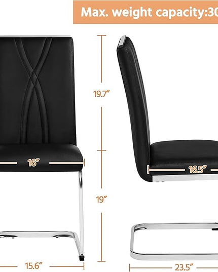 Yaheetech Dining Chairs Set of 6 Modern Dining Room Chairs Kitchen Chairs with Faux Leather Seat, Solid Legs and High Back for Dining Room, Kitchen, Black - LeafyLoom
