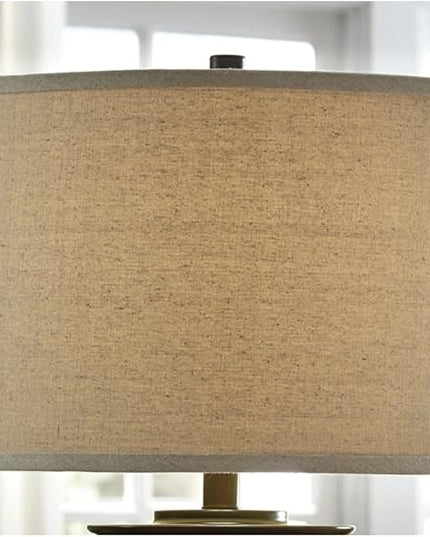 Signature Design by Ashley Tailynn Modern 25.25" Glass Table Lamp with Hardback Shade, Clear - LeafyLoom