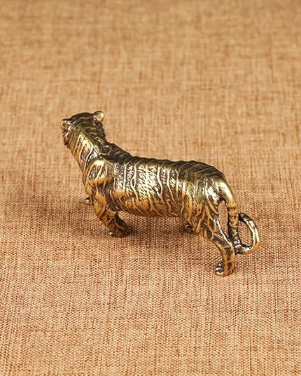Vintage Solid Brass Big Tiger Figurine - Majestic Desk Decor for Collectors - Perfect Home or Office Accent(Big Tiger) - LeafyLoom