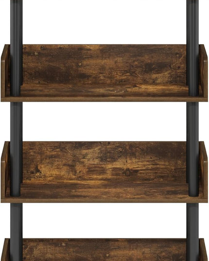 Furinno Turn-N-Tube 4-Tier Toolless Display Rack, Amber Pine/Black - LeafyLoom