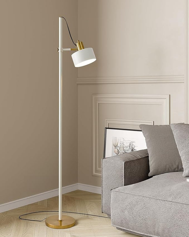 OYEARS Floor Lamp for Living Room Bright Lighting Tall Modern Industrial Vintage Standing Corner Lamps LED Metal Light Office Bedroom Study Gold Black White Matte Accent (1-Light, White) - LeafyLoom