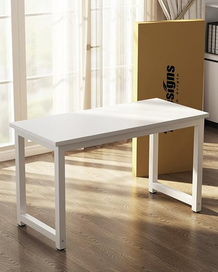 Tribesigns Modern Simple Computer Desk, 47 inch Office Desk Computer Table, Study Writing Study Desk for Home Office, White - LeafyLoom