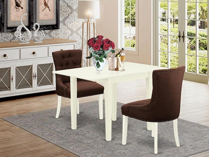 East West Furniture NDFR3-LWH-19 Dining Table Set - LeafyLoom