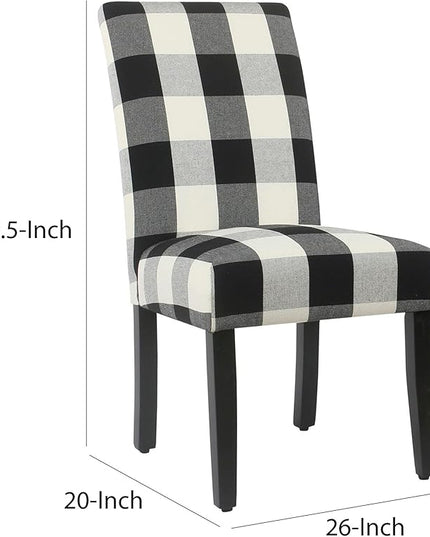 HomePop Classic Parsons Dining Chairs, Pack of 2, Black Plaid(Set of 2) - LeafyLoom