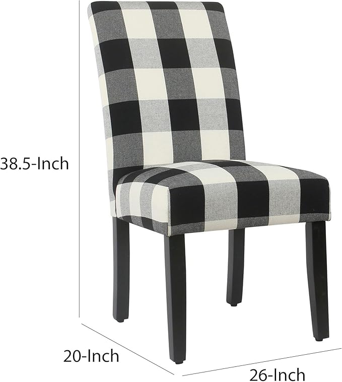 HomePop Classic Parsons Dining Chairs, Pack of 2, Black Plaid(Set of 2) - LeafyLoom