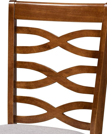 Baxton Studio Mila Modern and Contemporary Grey Fabric Upholstered and Walnut Brown Finished Wood 5-Piece Dining Set - LeafyLoom