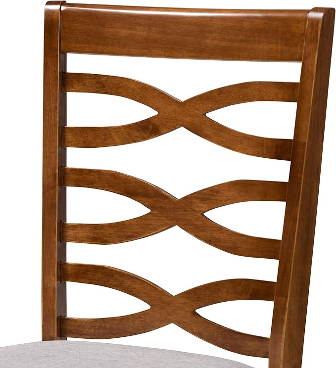 Baxton Studio Mila Modern and Contemporary Grey Fabric Upholstered and Walnut Brown Finished Wood 5-Piece Dining Set - LeafyLoom