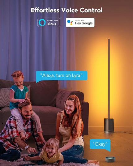 Govee RGBIC Floor Lamp, Modern LED Lyra Corner Lamp with 64+ Scene & Music Modes, 1500 Lumens, DIY Mode, Smart Remote Control Standing Floor Lamp for Bedroom, Living Room, Gaming Room, Black - LeafyLoom