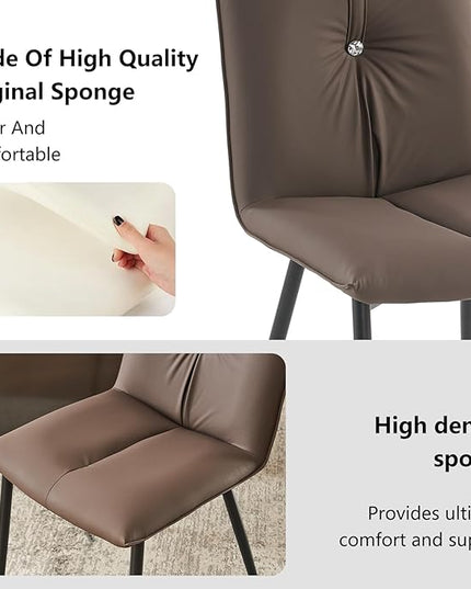 YOUTASTE Dining Chairs Set of 2 Mid Century Modern Kitchen Chairs Soft Padded Side Chairs Dinner Chairs with Metal Legs for Living Room Bedroom, Brown - LeafyLoom