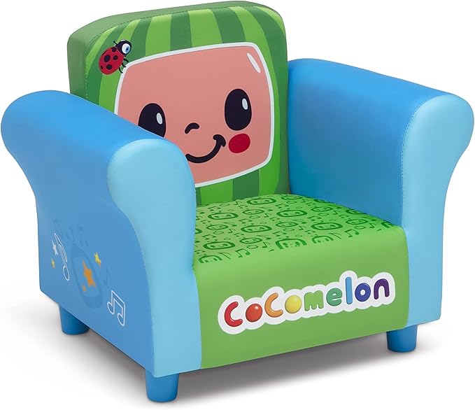 Delta Children Colorful Kids Upholstered Chair, One Size, Cocomelon - LeafyLoom