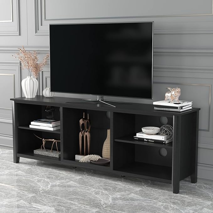TV Stand Base, Entertainment Center Cabinet Media Console for Living Room, Bedroom, 70 Inch, Black - LeafyLoom
