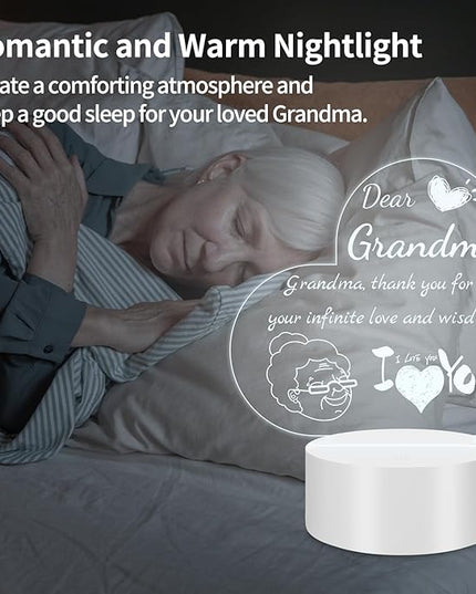 Night Light Gifts for Grandma: Engraved Acrylic LED Rechargeable Night Lamp with 3 Level of Dimming and 10 Color Modes-Grandmother's Birthday Christmas Mothers Day Gifts from Grandchildren - LeafyLoom