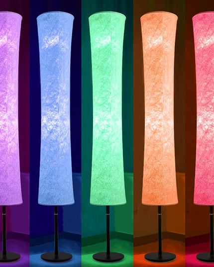 BLUEYE Smart Floor Lamp, Similar to Fabric Shade, 64'' Standing Lamps for Bedroom, APP & Remote, RGBCW 2700K-6500K, 2 X 60W Equivalent, No Hub Required,Compatible with Alexa Google Assistant - LeafyLoom