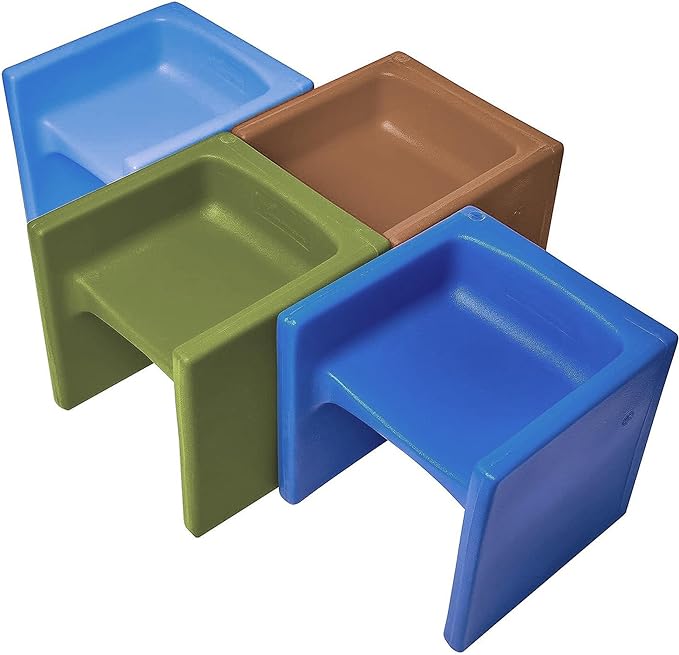 Children's Factory Woodland Set of 4 Cube Chairs - LeafyLoom