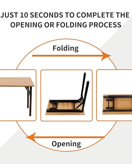 Need Folding Desk Small Desk 31 1/2" No Assembly Foldable Computer Desk for Small Space/Home Office/Dormitory,Teak&Black Frame - LeafyLoom
