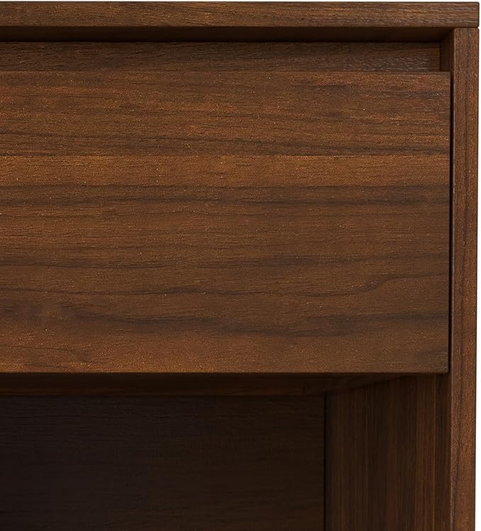 SIMPLIHOME Hunter Nightstand, 20 inch, Walnut - LeafyLoom